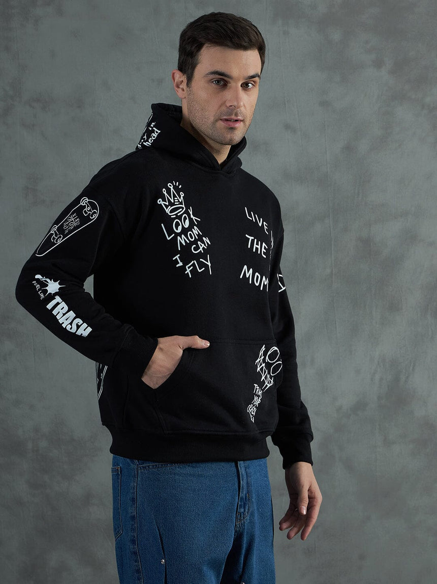 Black Graffiti Oversized Hoodie Sweatshirts Fugazee