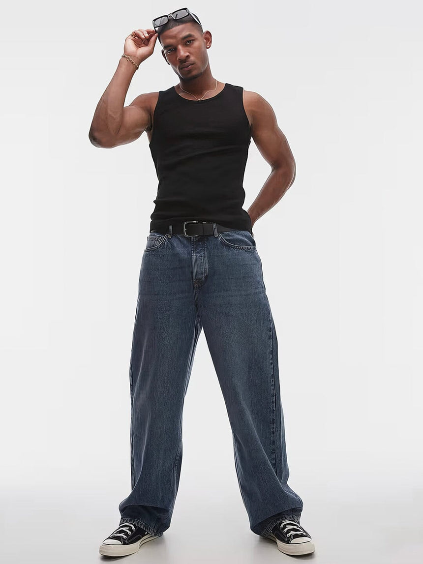 Black Ribbed Muscle Fit Vest T-Shirts Fugazee