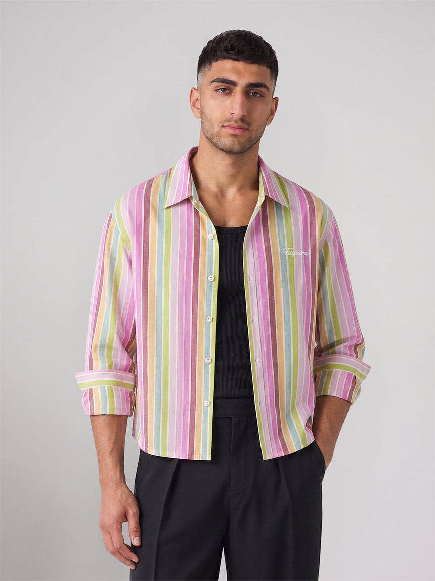 Carinval Striped Cropped Shirt Shirts Fugazee