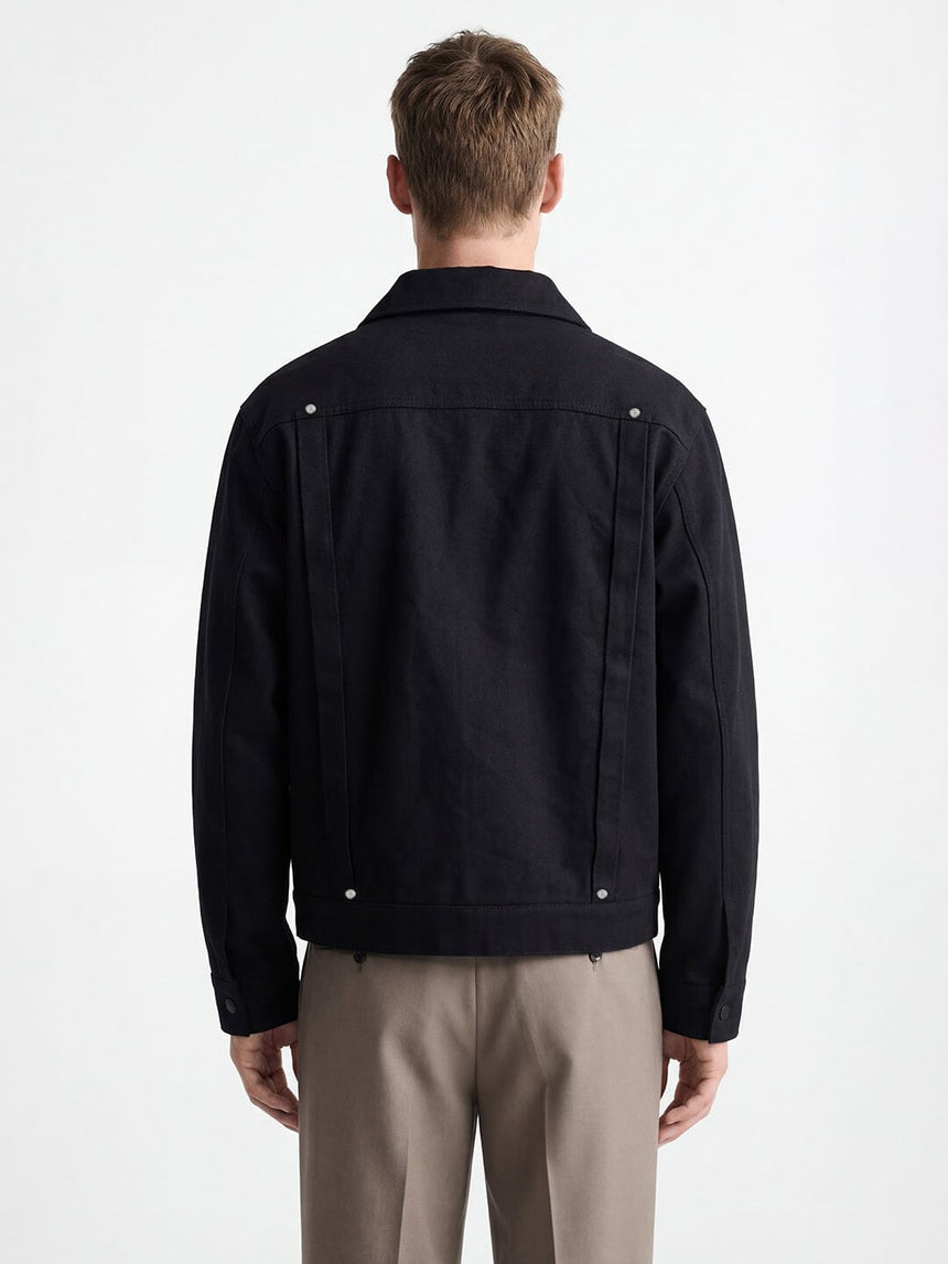 Black Cotton Twill Fireman Clasp Jacket Jackets Fugazee