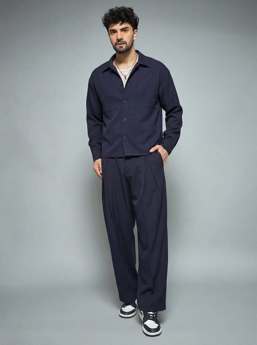 Midnight Blue Minimalist Korean Clothing Set Clothing Set Fugazee