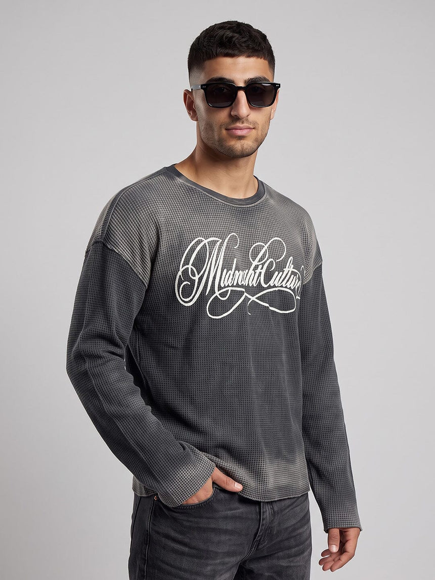 Midnight Washed Waffle Graphic Tshirt T-Shirts Fugazee
