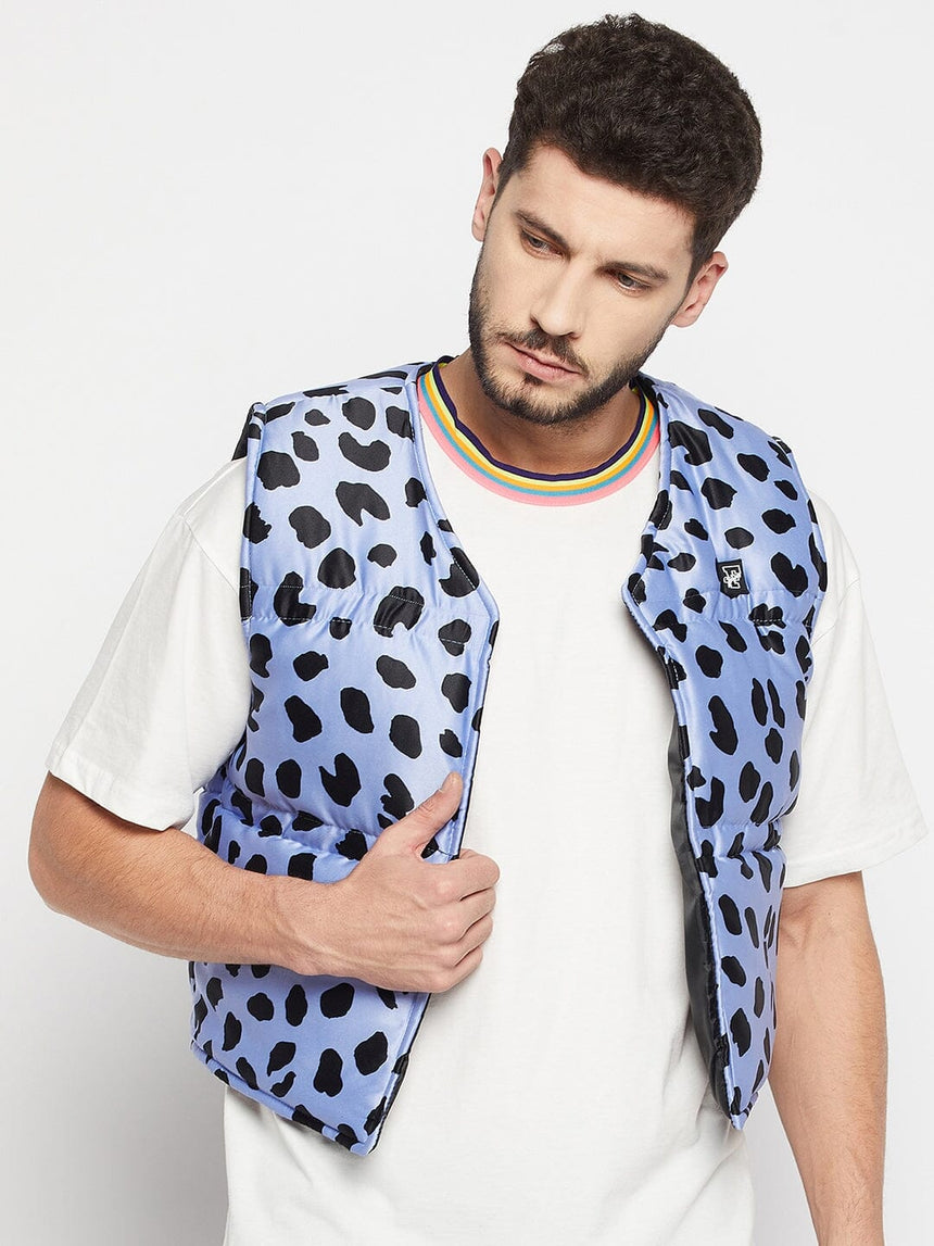 Blue Leopard Quilted Gillet Jackets Fugazee