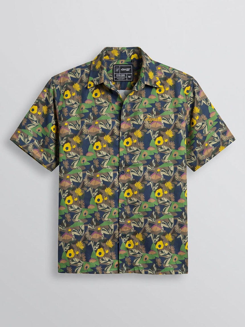 Abstract Floral Graphic Cropped Shirt Shirts Fugazee