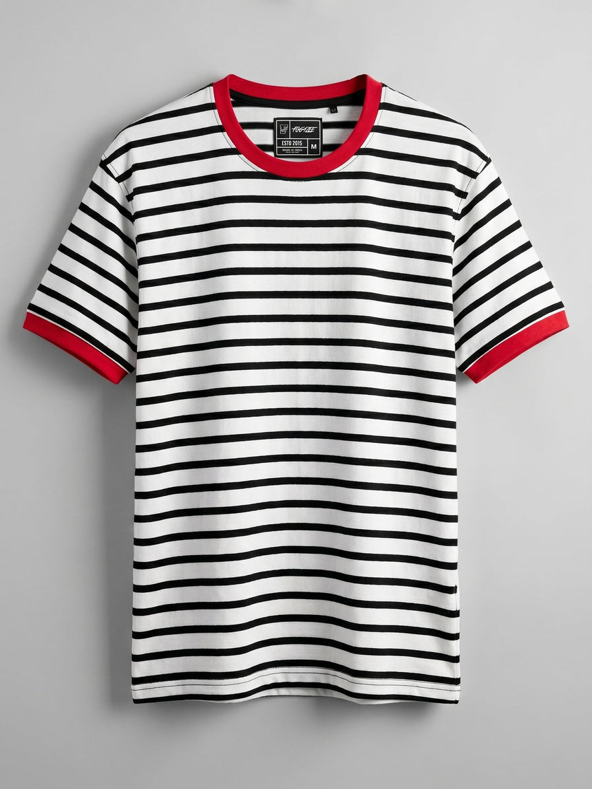 White Striped Ringer Tshirt T-Shirts Fugazee