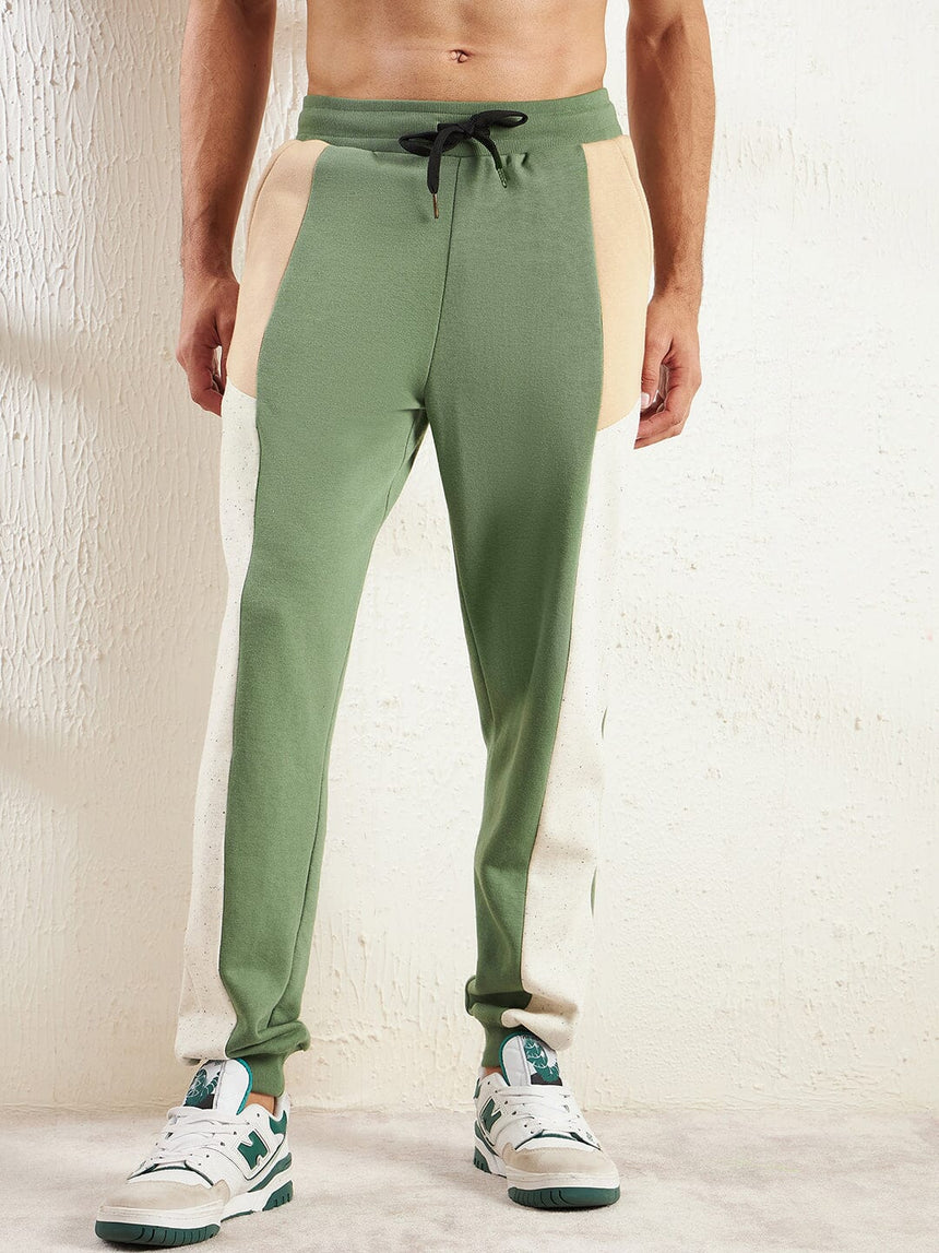 Mineral Green Cut And Sew Relaxed Fit Joggers Trackpants Fugazee 