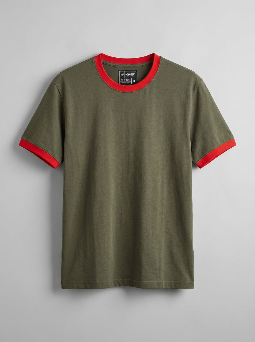 Khaki Ringer Cropped Tshirt T-Shirts Fugazee