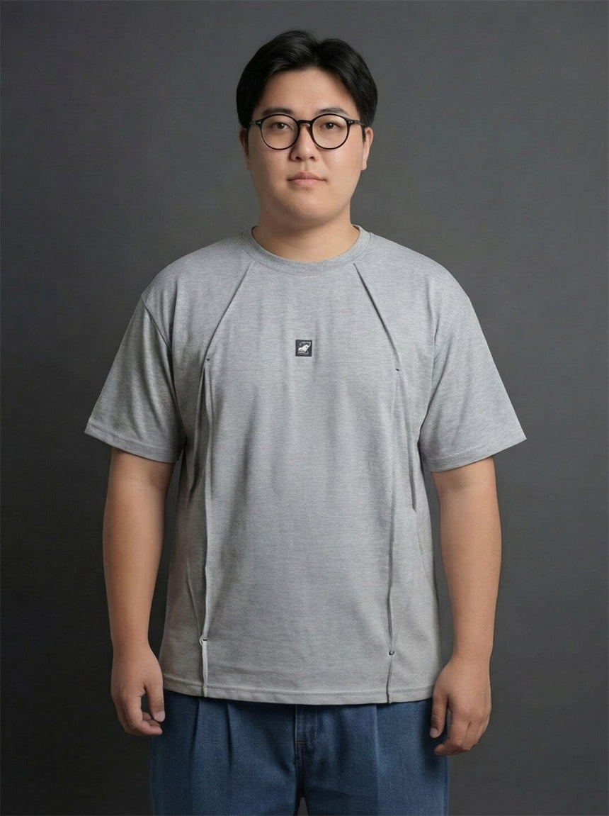Grey Faux Flat Look Cut and Sew T-shirt T-Shirts Fugazee