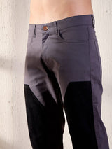 Grey Faux Suede Panel Trouser Trousers Fugazee 