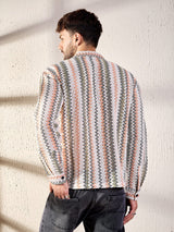 Coral Striped Lace Cuban Shirt Shirts Fugazee 