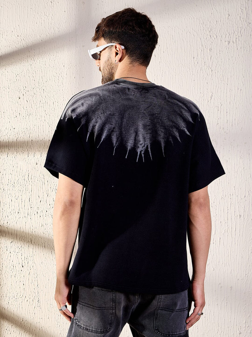 Black Ombre Star Embroidery Oversized Tshirt T-Shirts Fugazee