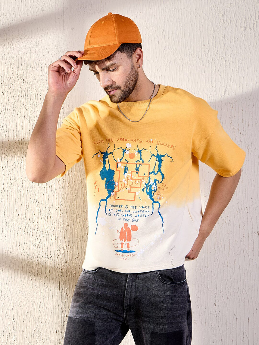 Yellow Ombre Oversized Graphic Tshirt T-shirts Fugazee 