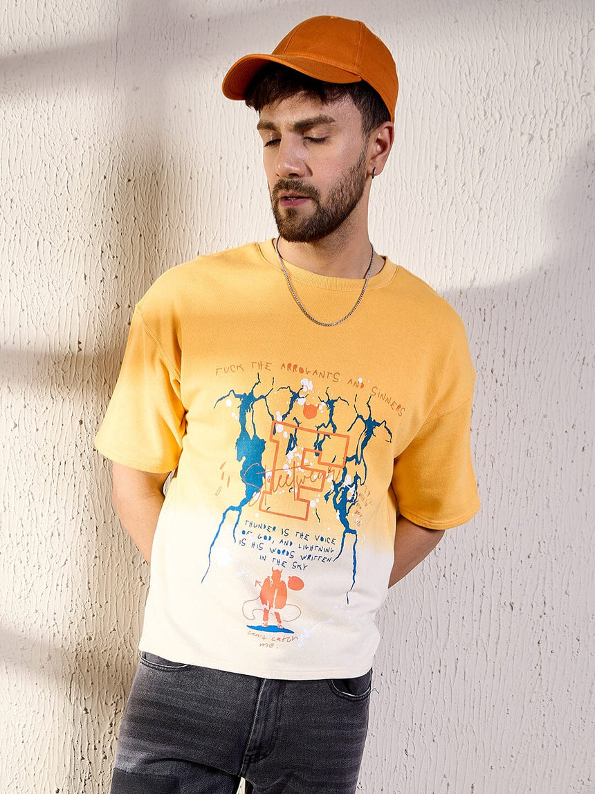 Yellow Ombre Oversized Graphic Tshirt T-shirts Fugazee 