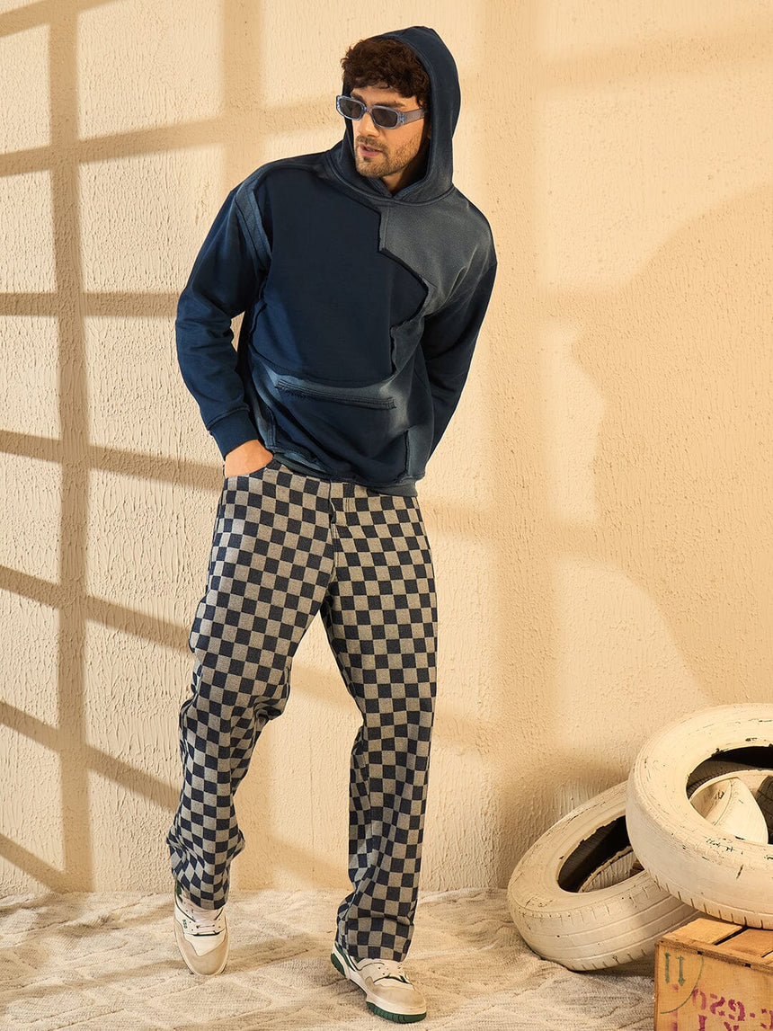 Navy Faded Heavyweight Cut Sew Oversized Hoodie Sweatshirts Fugazee