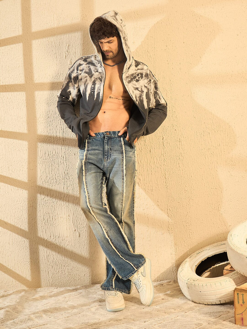 Smoke Ombre Zipped Hoodie Sweatshirts Fugazee