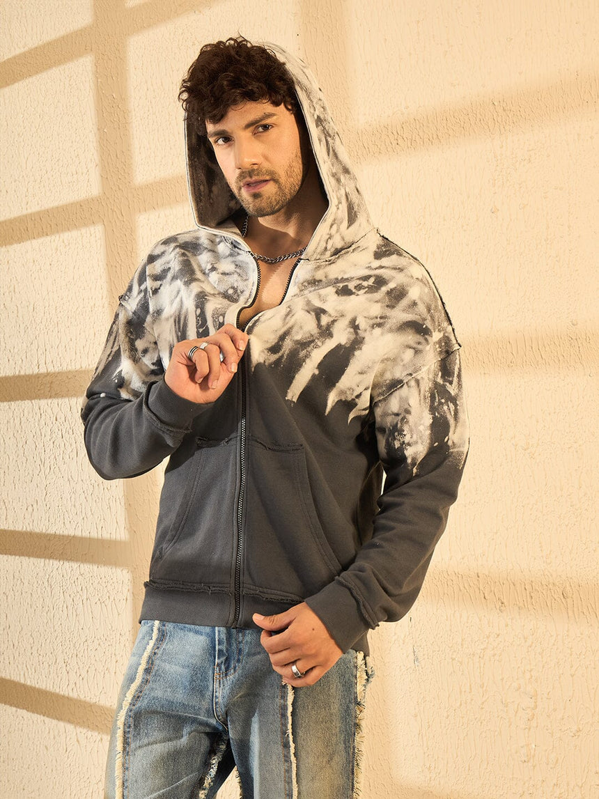 Smoke Ombre Zipped Hoodie Sweatshirts Fugazee