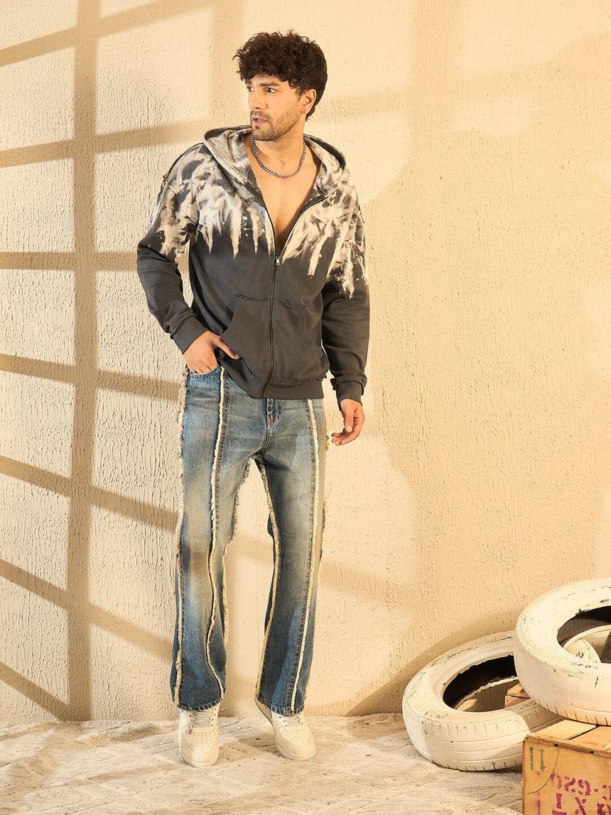 Smoke Ombre Zipped Hoodie Sweatshirts Fugazee