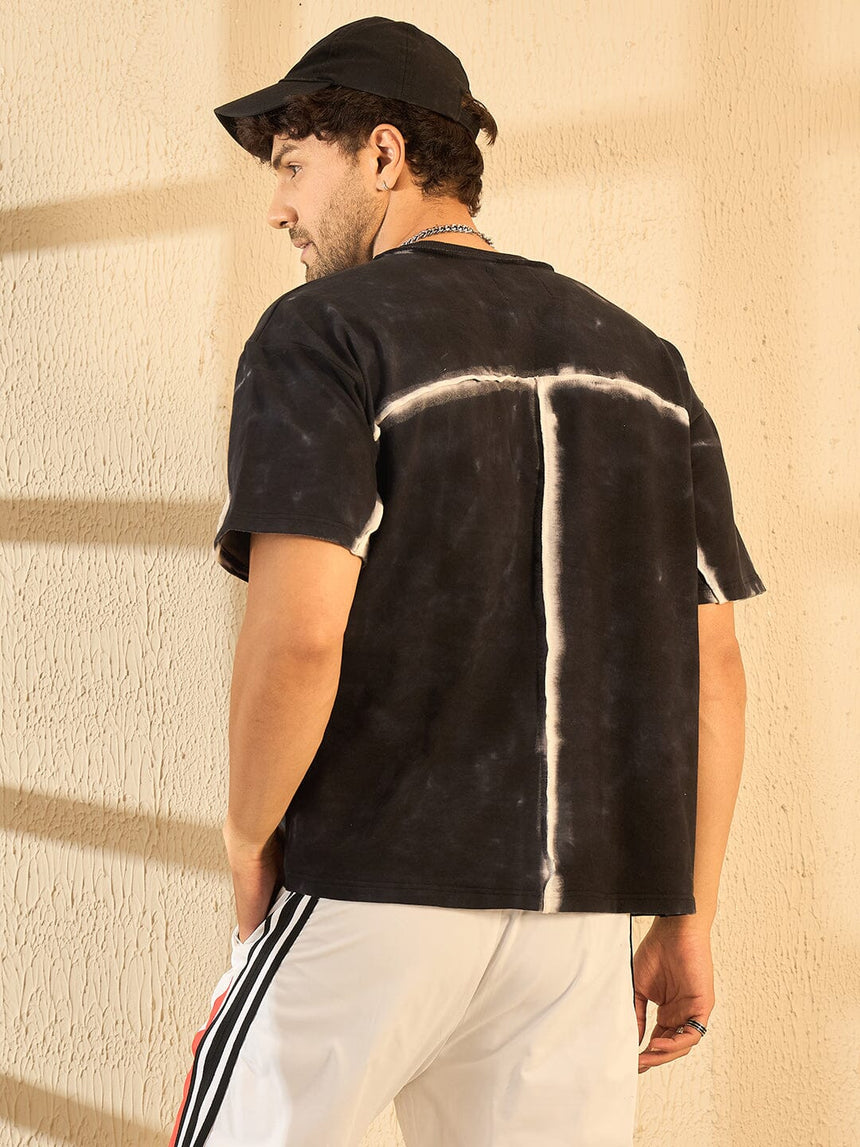 Black Chalk Accent Cut & Sew Raw Edge Tshirt T-shirts Fugazee