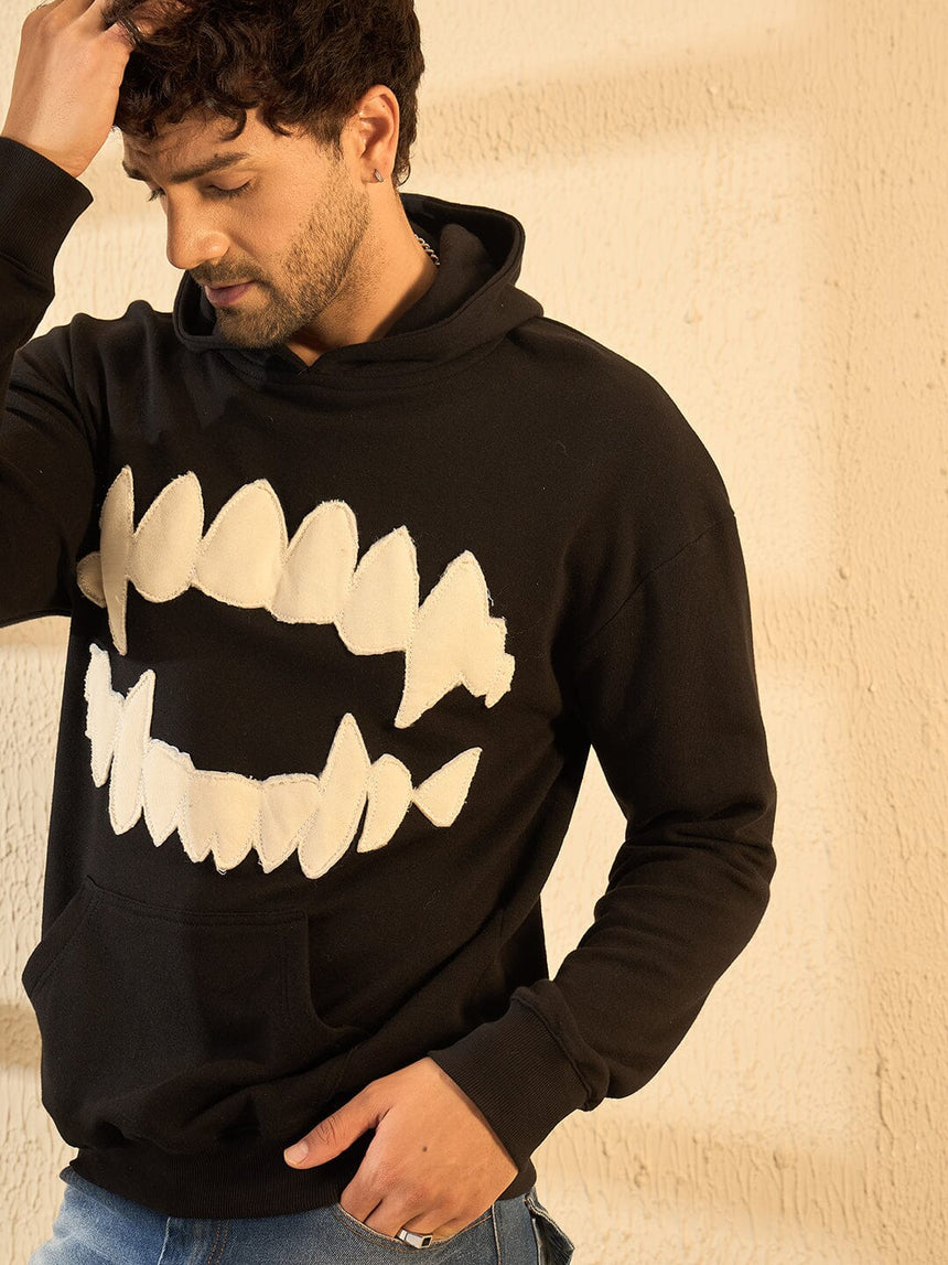 Black Fangs Embroidery Oversized Hoodie Sweatshirts Fugazee