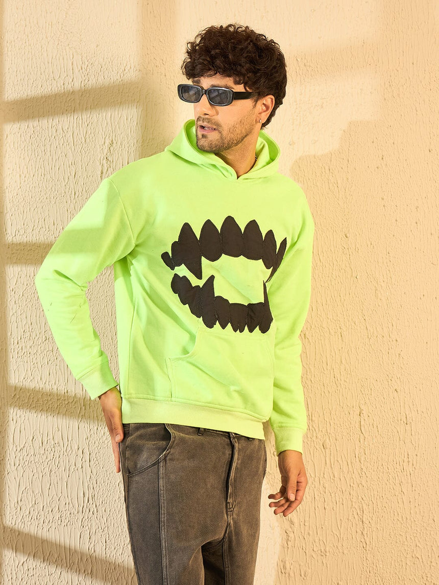 Neon Fangs Embroidery Oversized Hoodie Sweatshirts Fugazee