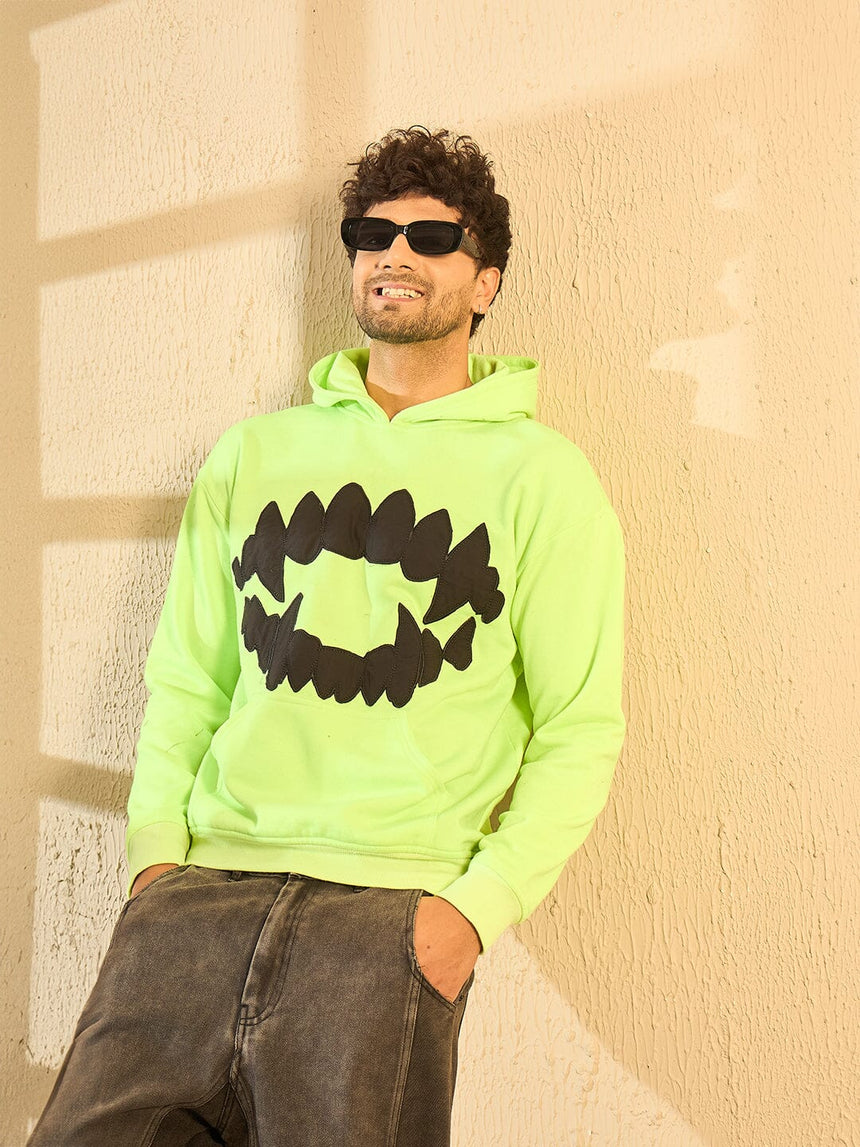 Neon Fangs Embroidery Oversized Hoodie Sweatshirts Fugazee
