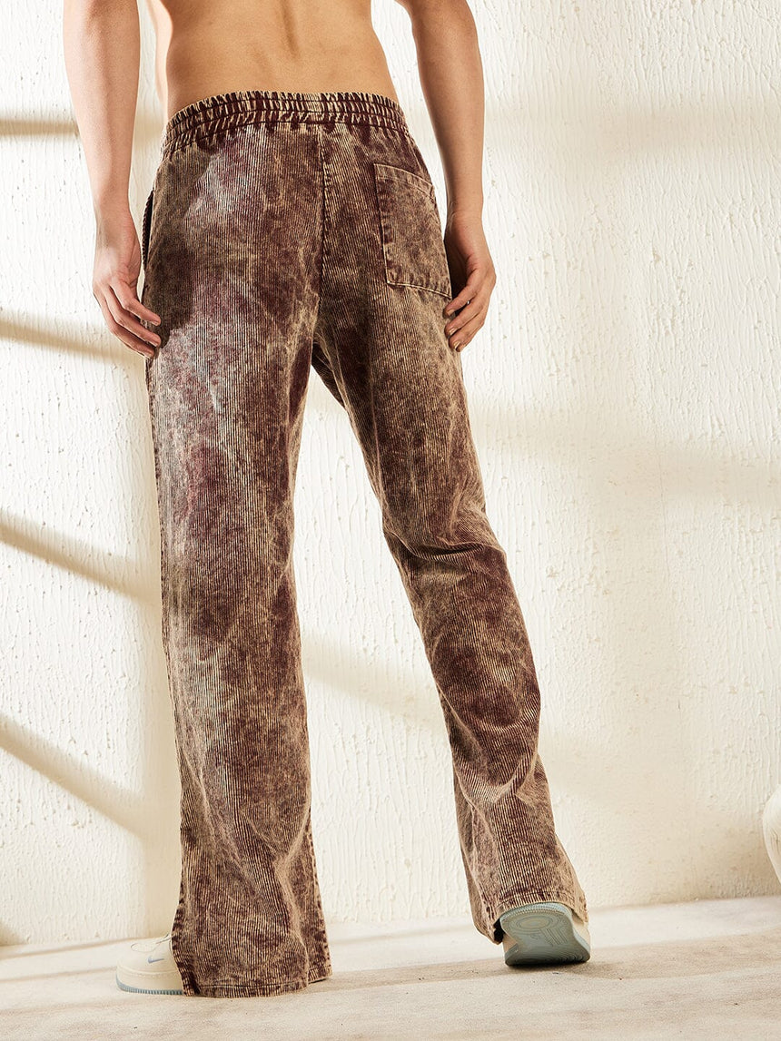 Oxblood Acid Dyed Corduroy Boot Cut Trackpants Trackpants Fugazee