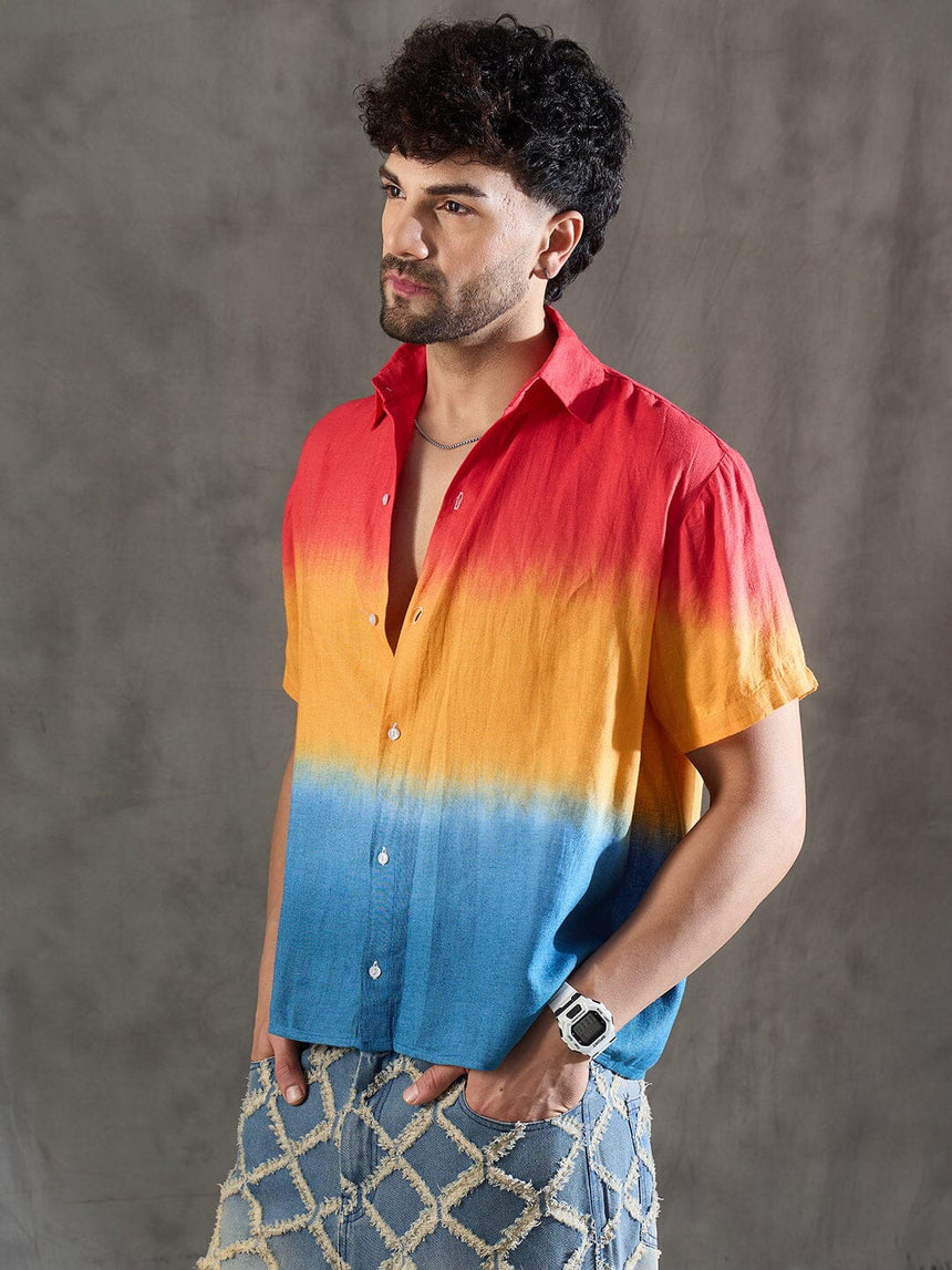 Sunset Hues Ombre Linen Shirt Shirts Fugazee