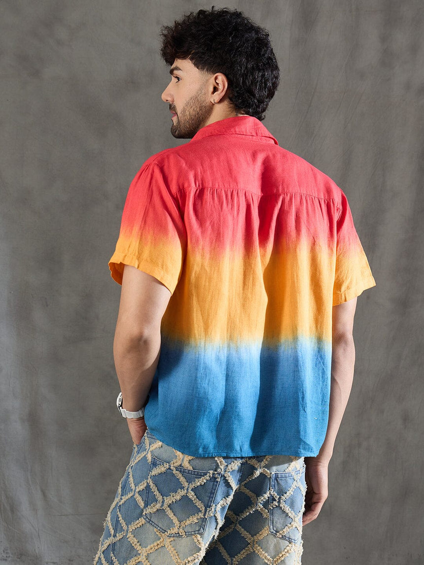 Sunset Hues Ombre Linen Shirt Shirts Fugazee