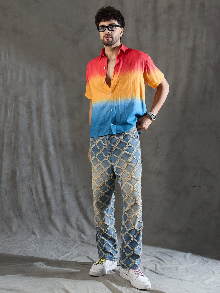 Sunset Hues Ombre Linen Shirt Shirts Fugazee