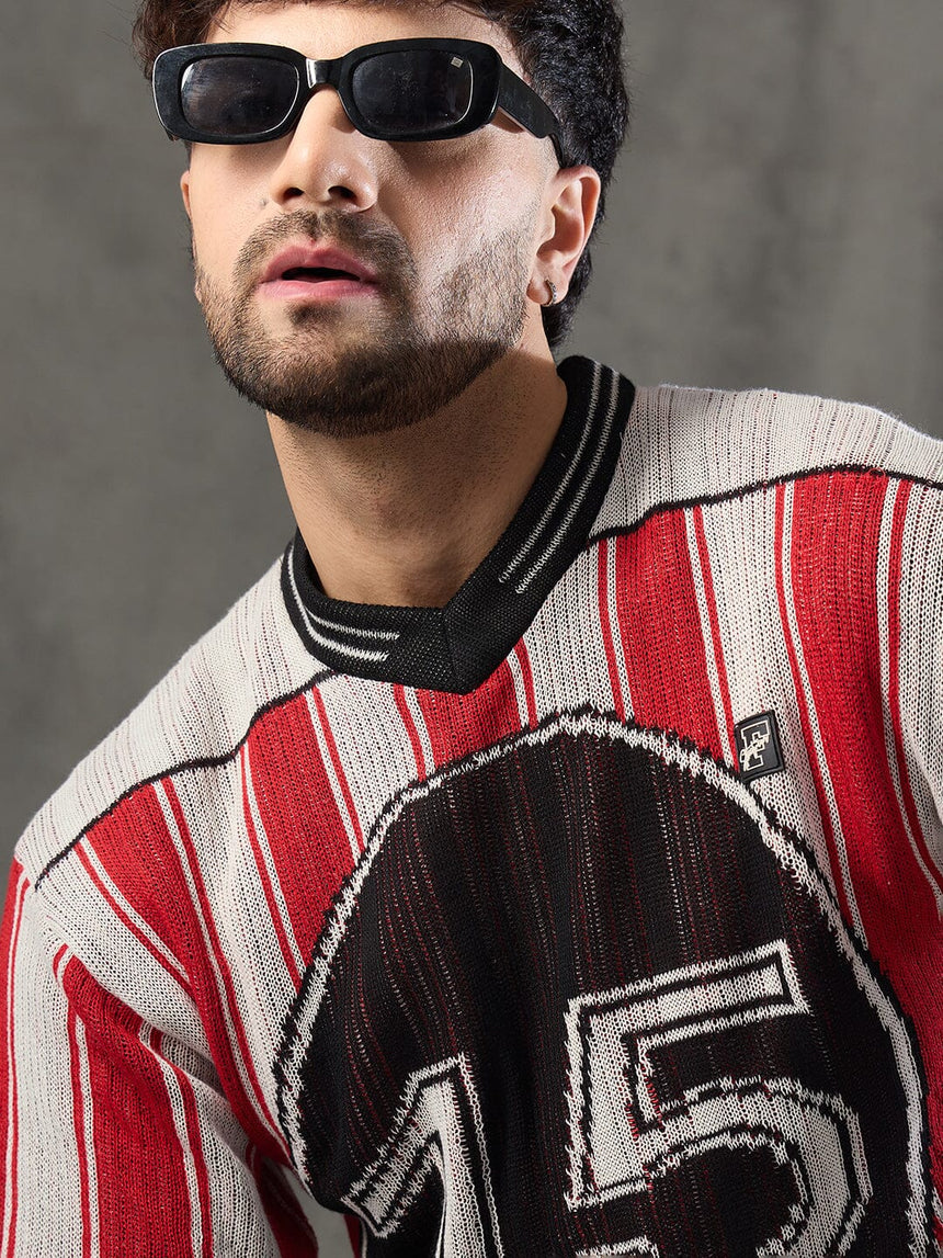 Red Striped Knitted Jersey Tshirt T-Shirts Fugazee