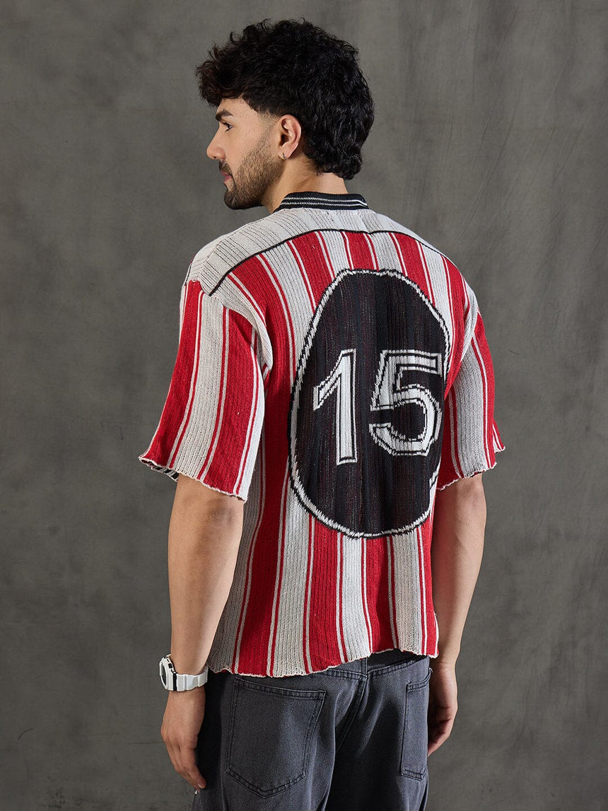 Red Striped Knitted Jersey Tshirt T-Shirts Fugazee