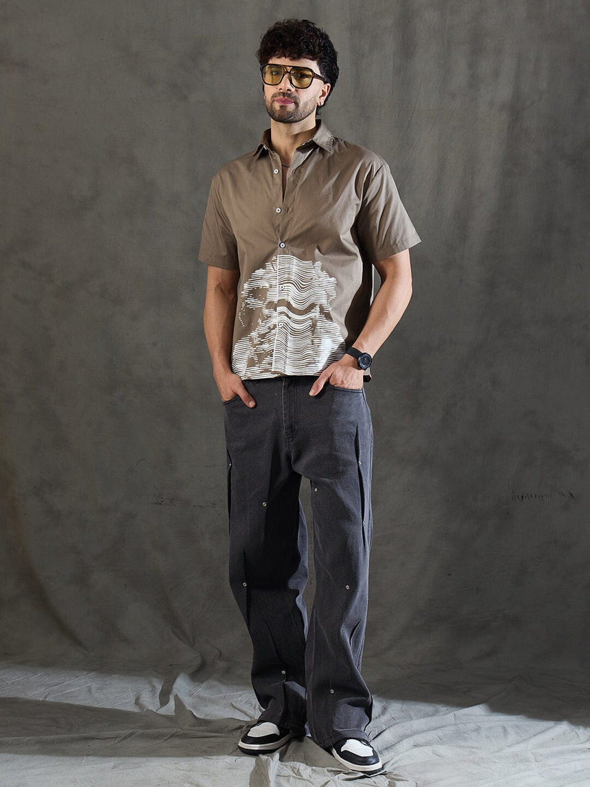 Khaki Socrates Graphic Short Sleeve Shirt Shirts Fugazee