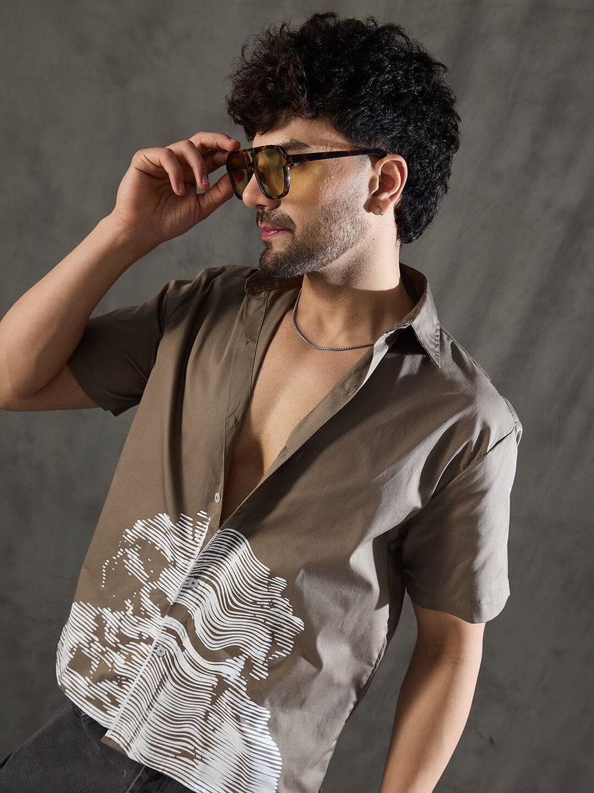 Khaki Socrates Graphic Short Sleeves Shirt Shirts Fugazee