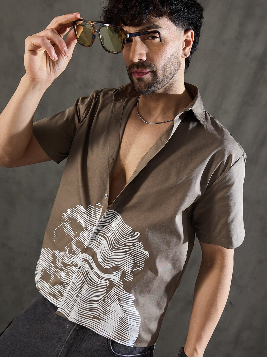 Khaki Socrates Graphic Short Sleeve Shirt Shirts Fugazee