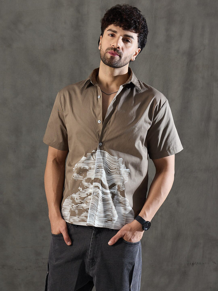 Khaki Socrates Graphic Short Sleeves Shirt Shirts Fugazee