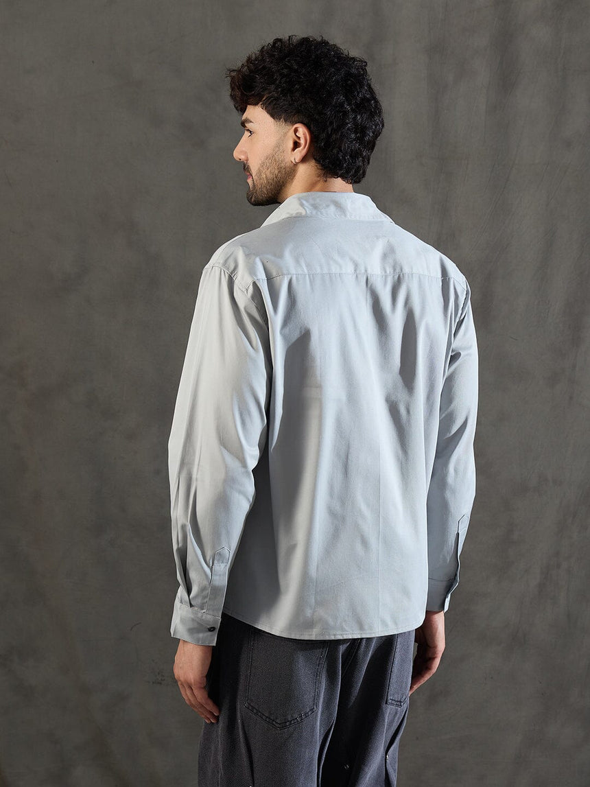 Steel Grey Dog Graphic Longsleeve Shirt Shirts Fugazee