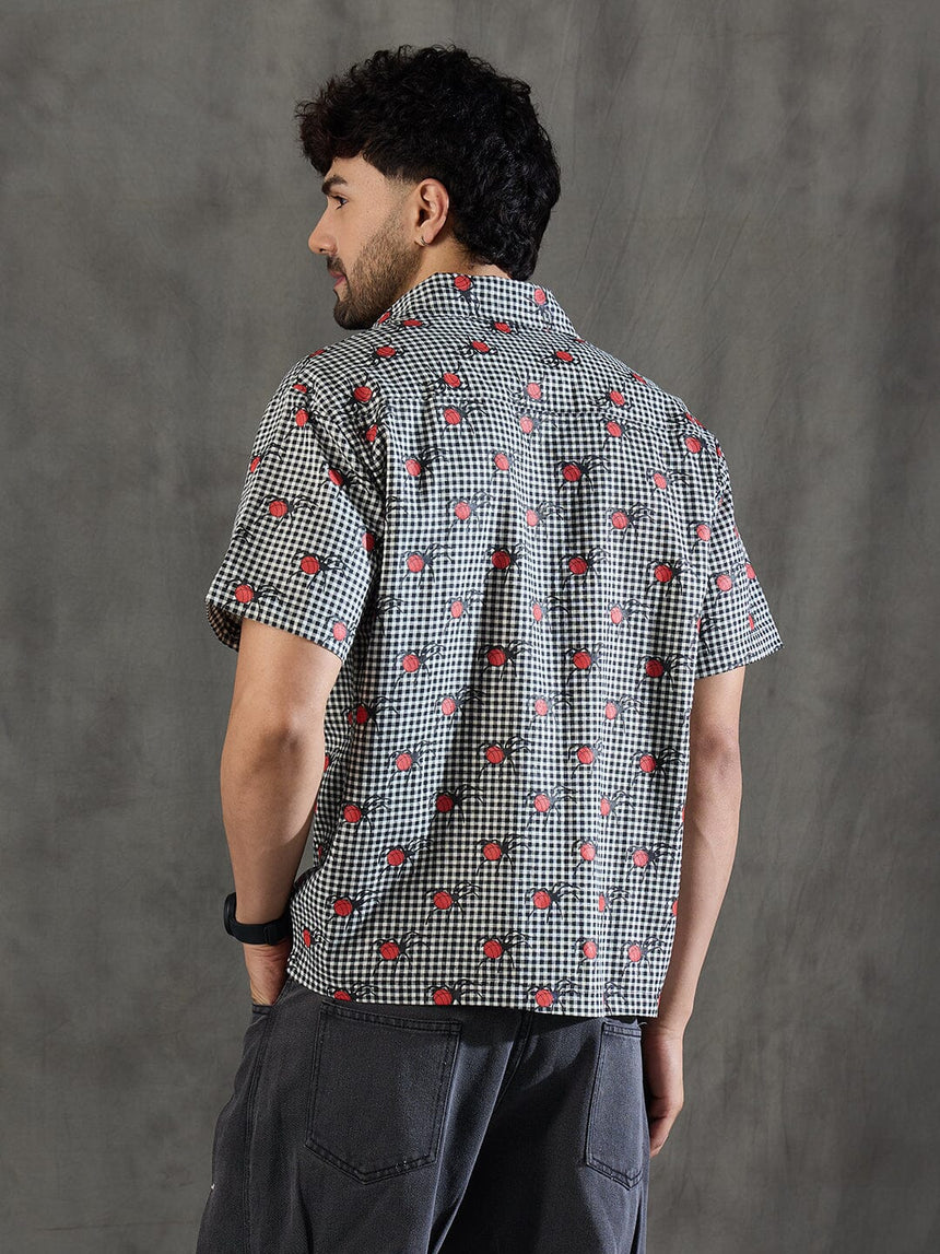 Checkered Bug Graphic Relaxed Fit Shirt Shirts Fugazee