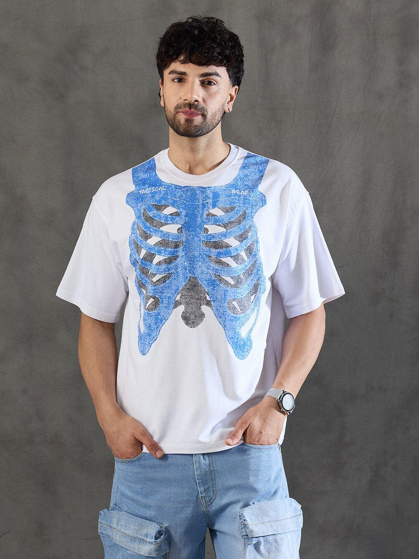 White Rib Cage Graphic Oversized Tshirt T-shirts Fugazee