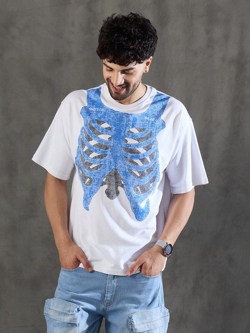 White Rib Cage Graphic Oversized Tshirt T-shirts Fugazee