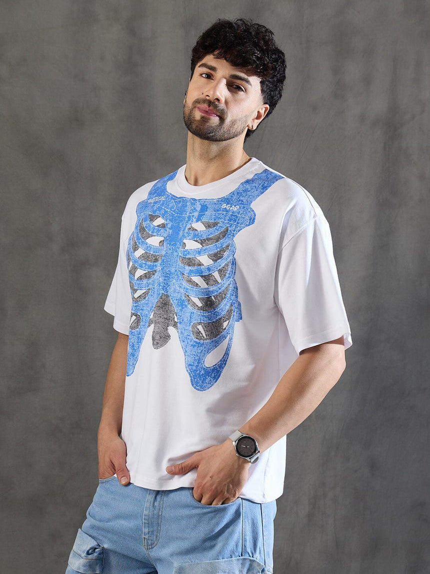 White Rib Cage Graphic Oversized Tshirt T-shirts Fugazee