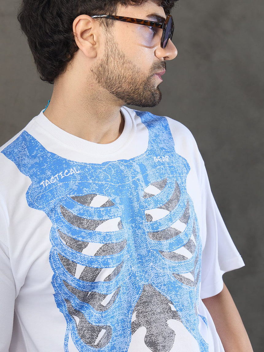 White Rib Cage Graphic Oversized Tshirt T-shirts Fugazee