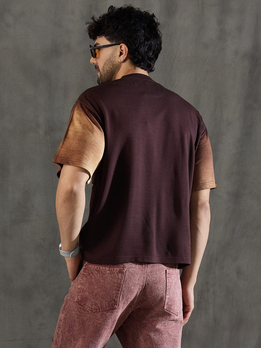 Brown Bleach Wash Japanese Graphic Oversized Tshirt T-Shirts Fugazee