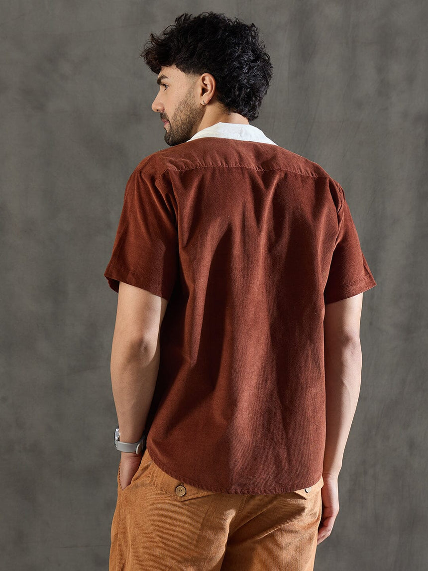 Brown Dragon Fly Embroidery Cuban Shirt Shirts Fugazee