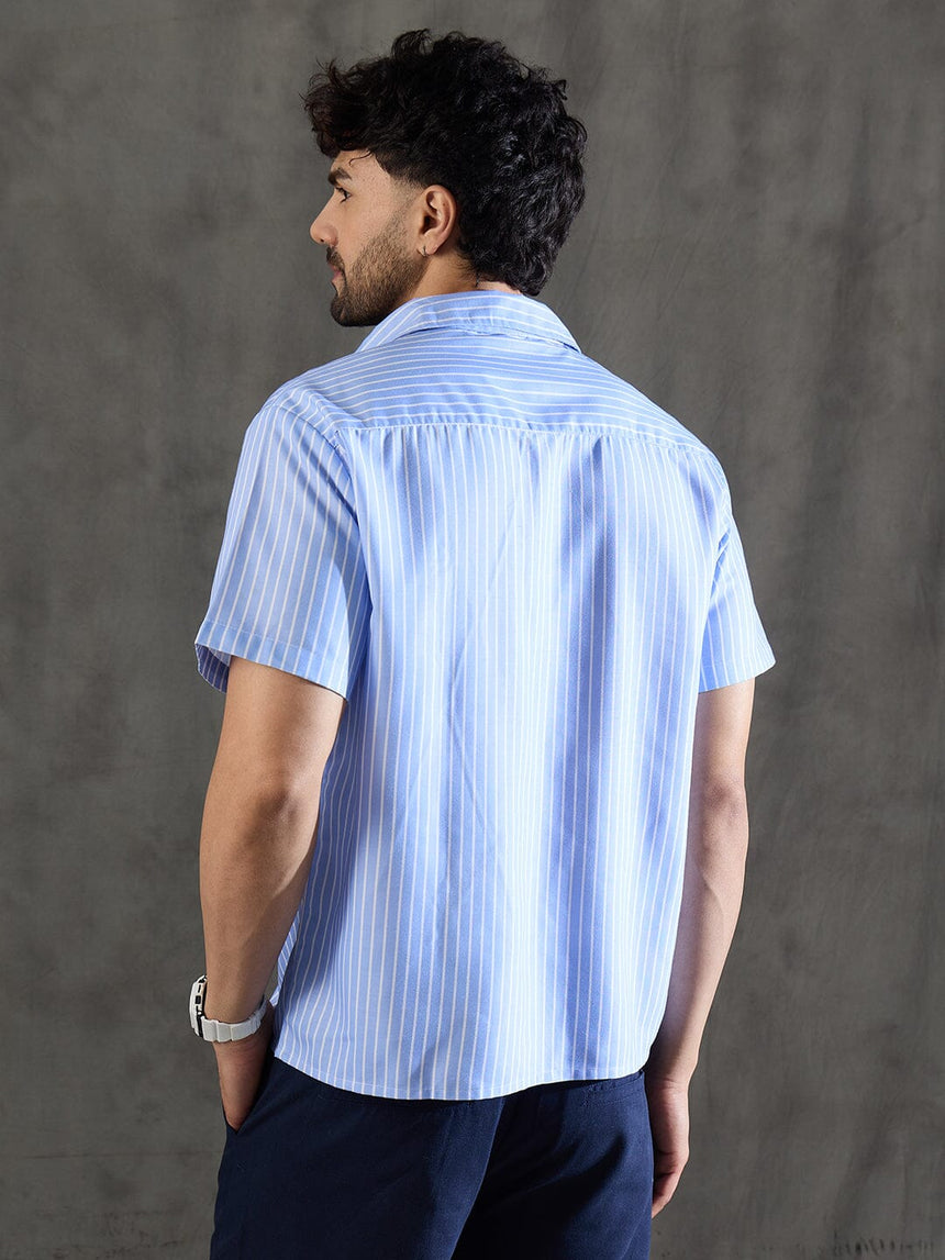 Blue Striped Short Sleeves Shirt Shirts Fugazee