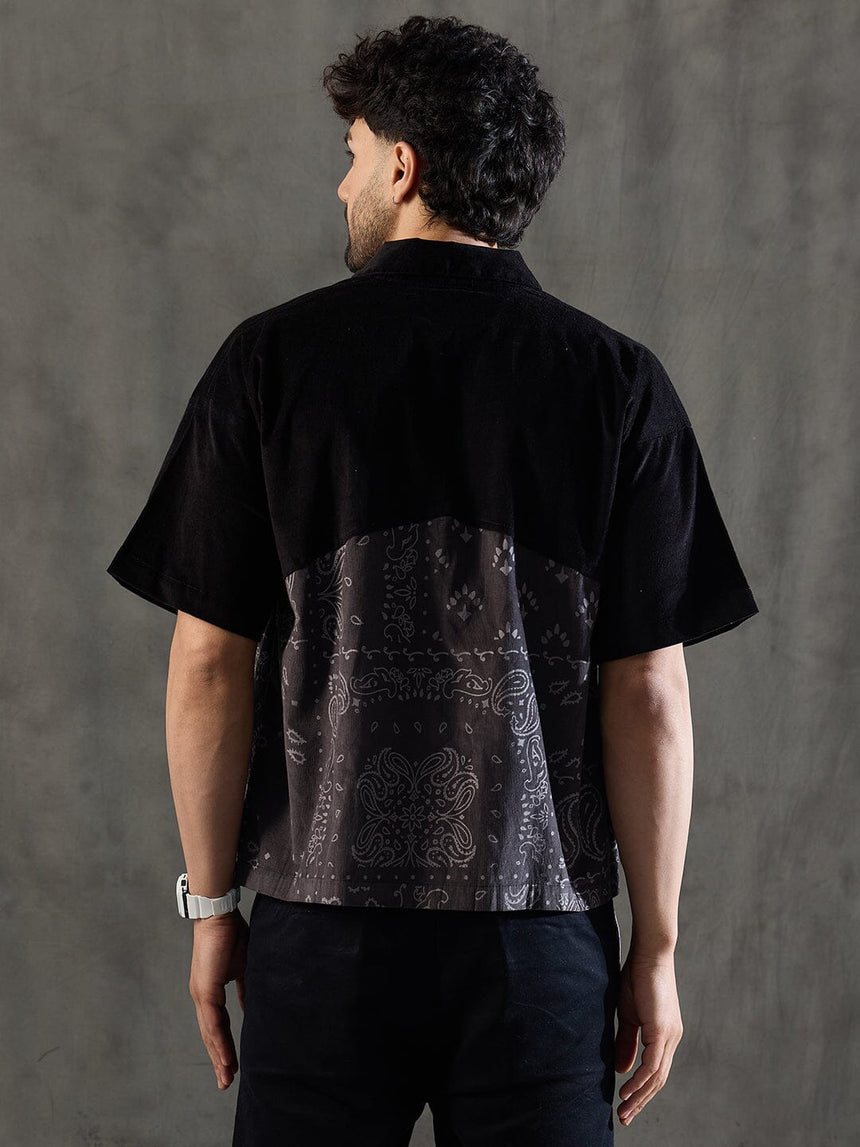 Black and Grey Paisley Zipped Shirt Shirts Fugazee
