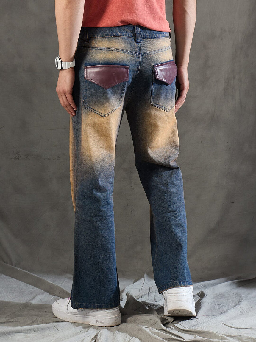 Indigo Super Flared Dusty Cow Boy Denim Jeans Fugazee