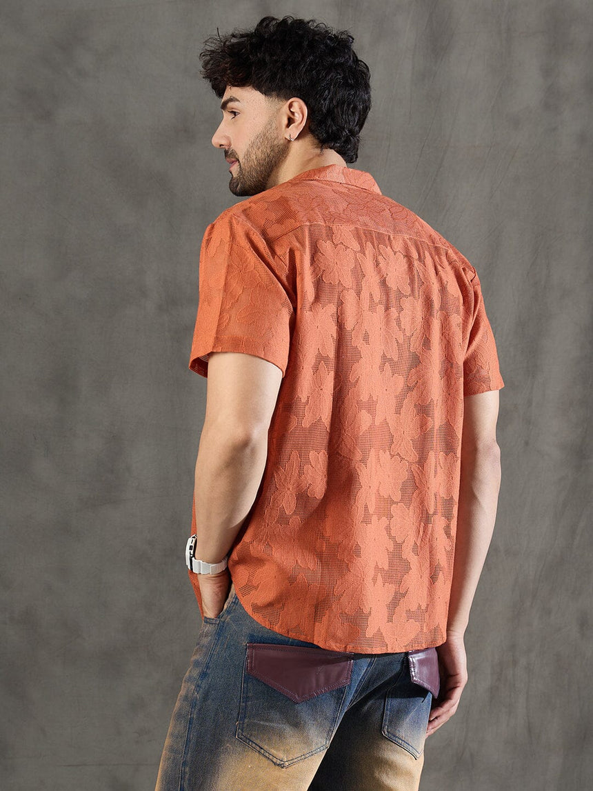 Apricot Dyed Lace Cuban Shirt With Muscle Fit Vest Shirts Fugazee