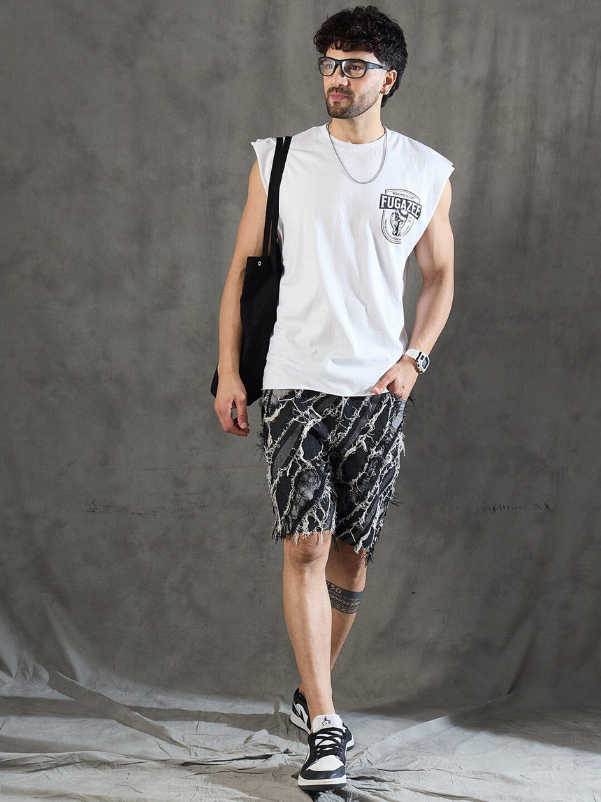 Black Frayed Damaged Shorts Shorts Fugazee