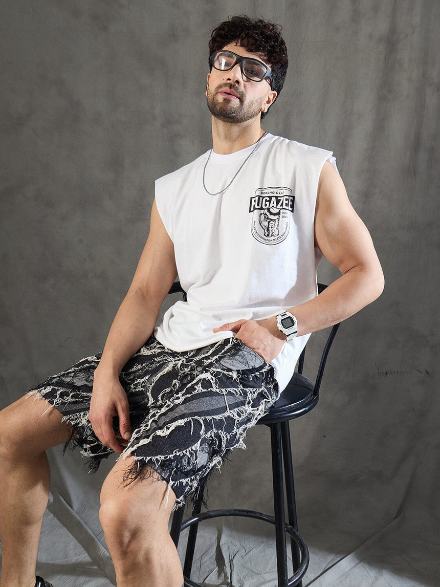 Black Frayed Damaged Shorts Shorts Fugazee