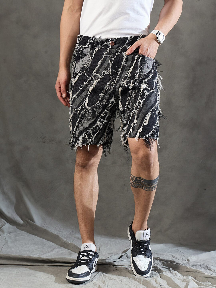Black Frayed Damaged Shorts Shorts Fugazee